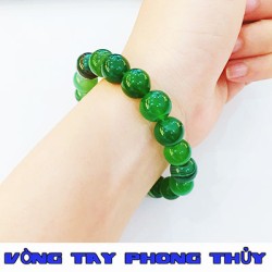 VÒNG TAY PHONG THỦY ĐÁ MÃ NÃO XANH LỤC VÂN 10 ly - Vòng Tay Phong Thủy