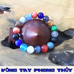 VÒNG TAY PHONG THỦY ĐÁ MẮT MÈO NGŨ SẮC 10 ly - Vòng Tay Phong Thủy