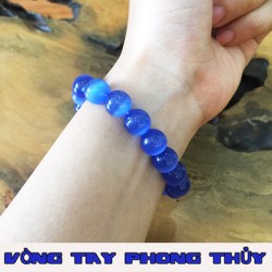 VÒNG TAY PHONG THỦY ĐÁ MẮT MÈO XANH DƯƠNG 12 ly - Vòng Tay Phong Thủy