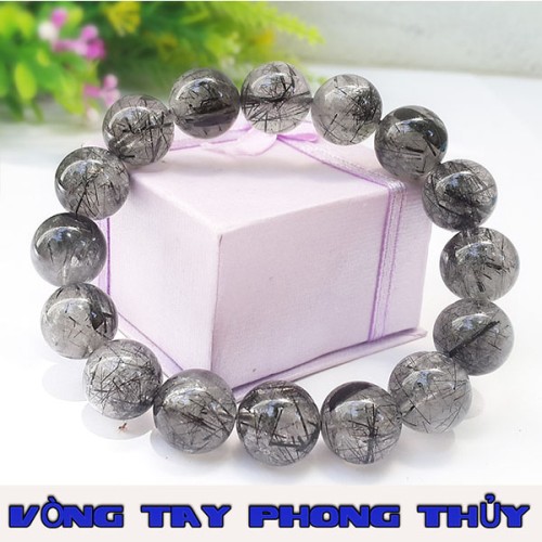 Vòng Tay Phong Thủy Thạch Anh Tóc Đen 8 ly - Vòng Tay Phong Thủy