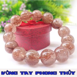 Vòng Tay Phong Thủy Thạch Anh Tóc Đỏ 8 ly - Vòng Tay Phong Thủy