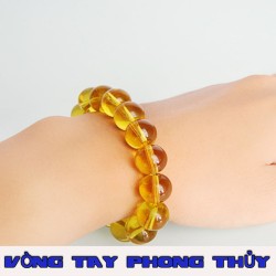 Vòng Tay Phong Thủy Đá Thạch Anh Vàng  14 ly - Vòng Tay Phong Thủy