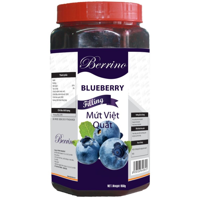 Mứt Nhân Bánh Hương Việt Quất - Filling Blueberry (950g) - Berrino