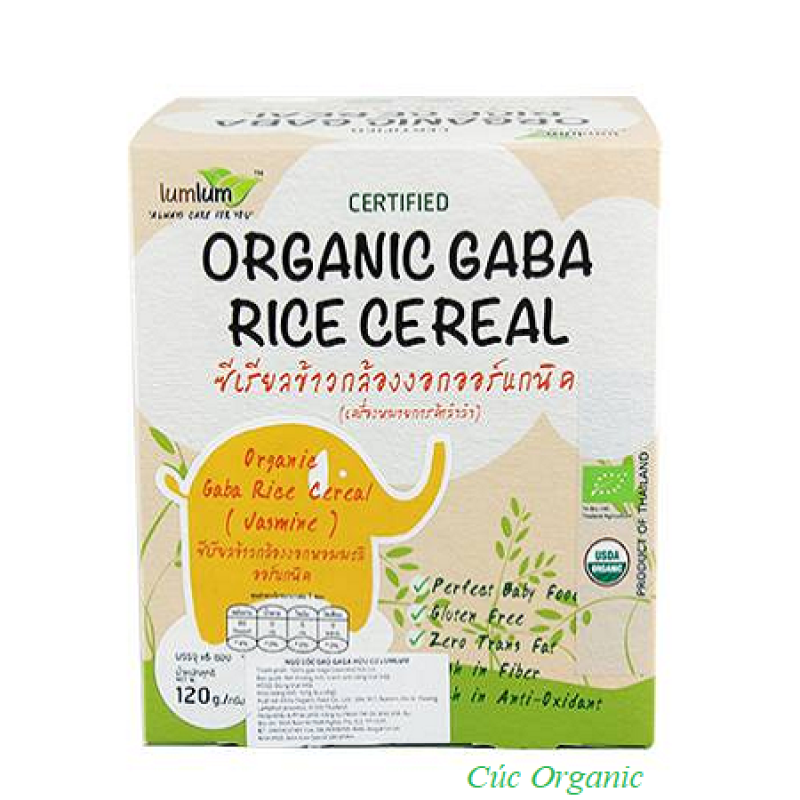 Ngũ cốc gạo nâu Gaga hữu cơ 120g -  Organic Gaga Rice Cereal (Jasmine) - Lumlum