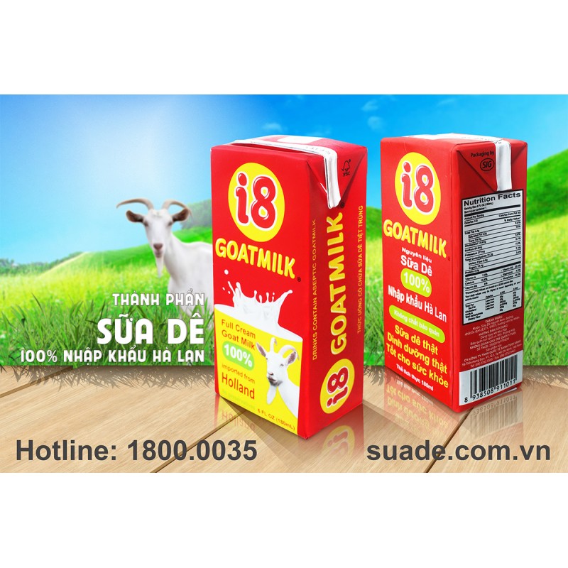 Sữa dê tiệt trùng i8 180ml