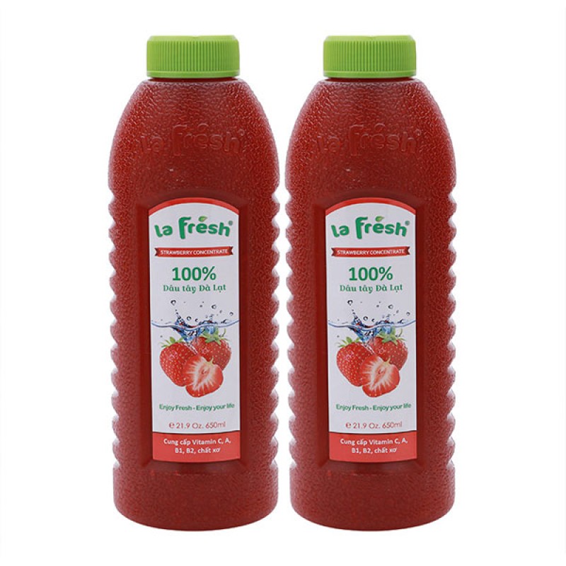 Nước Cốt Dâu Tây 650ml ( Pha Được 4 Lít ) - 1 Thùng (12 chai) - La Fresh