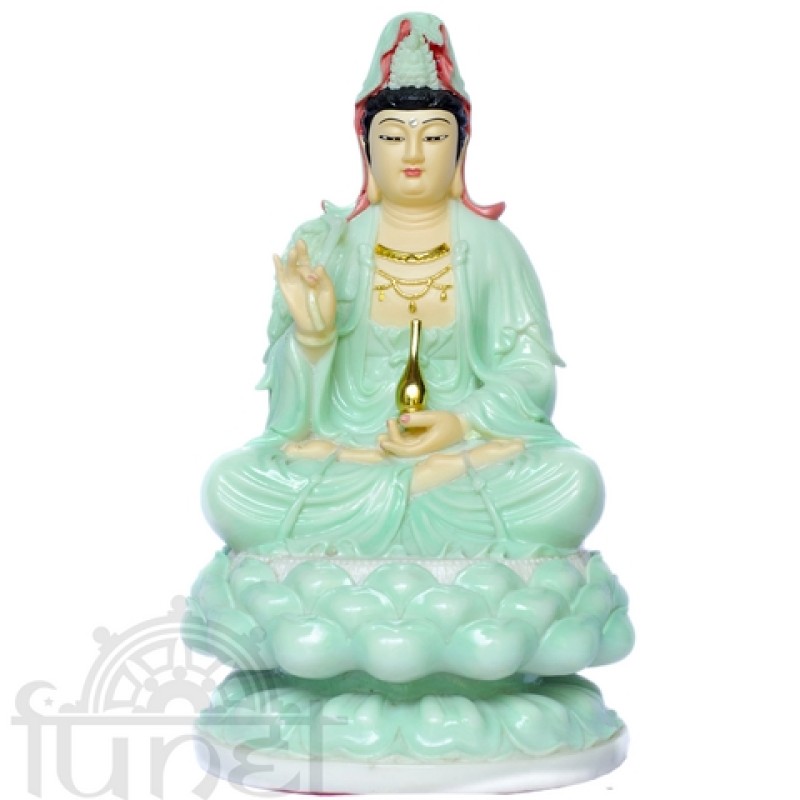 Quan Âm ngồi (đá xanh - 30 cm)