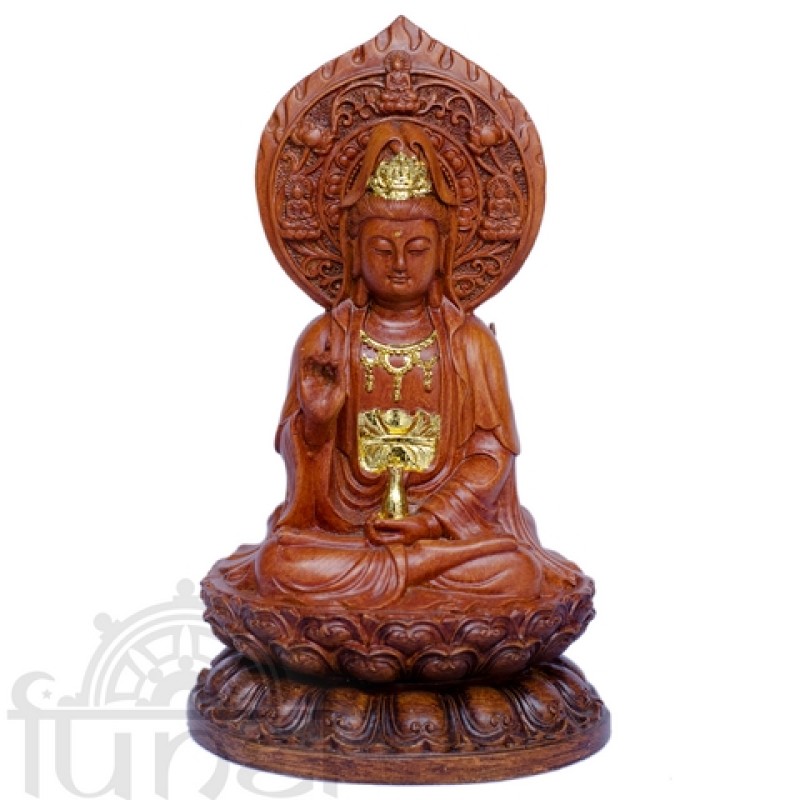 Quan Âm giả gỗ để xe hơi (15 cm)