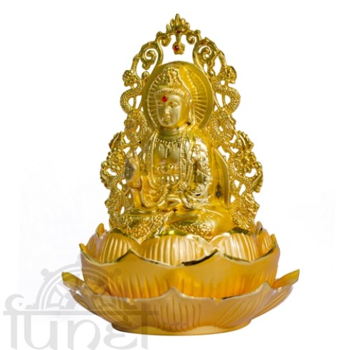 Quan Âm ngồi sen để xe hơi  (15 cm)