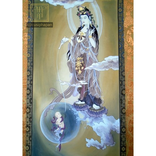 Tranh vẽ Quan Âm Tống Tử - Pháp An