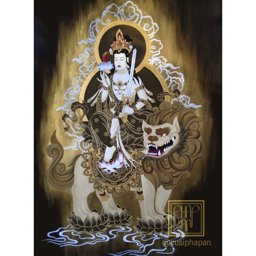 Tranh vẽ Văn Thù Bồ Tát - Pháp An