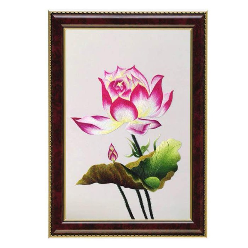 Tranh Thêu Tay Hoa Sen - Hoa Mỹ
