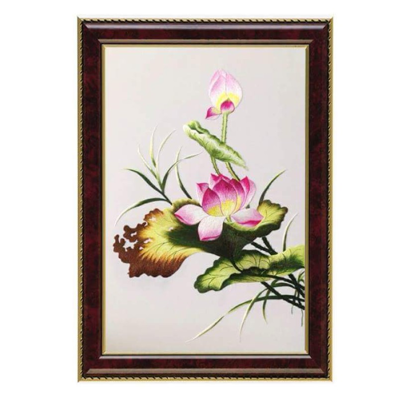 Tranh Thêu Tay Hoa Sen - Hoa Mỹ