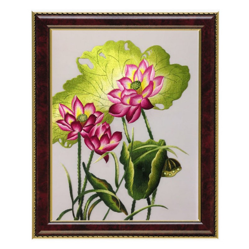 Tranh Thêu Tay Hoa Sen - Hoa Mỹ